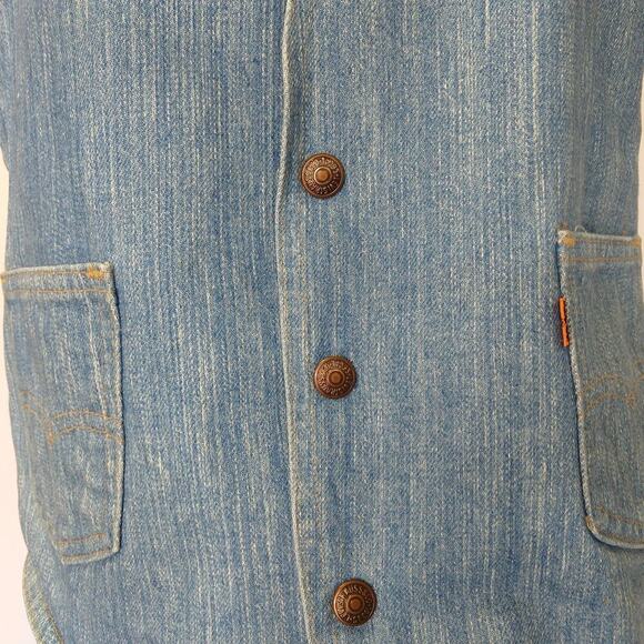 Vintage Levi's Orange Tab Denim Vest Size M Jean Pocket Snap Front 70s USA Made - Picture 4 of 9